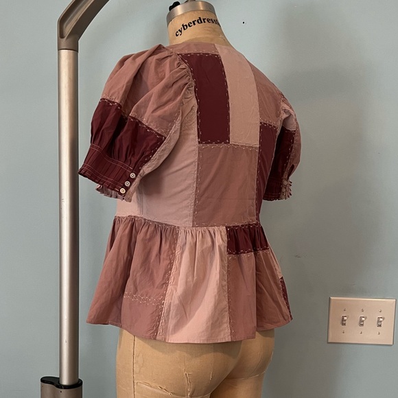 NWOT Madewell Signature Poplin Patchwork Peplum Top - Size Medium - Purp… - Picture 9 of 10